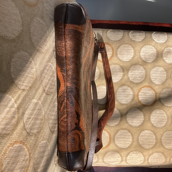 Unique purse new  - hand marbled Tree Bark with Rosewood Handle and leather trim - Picture 9 of 9
